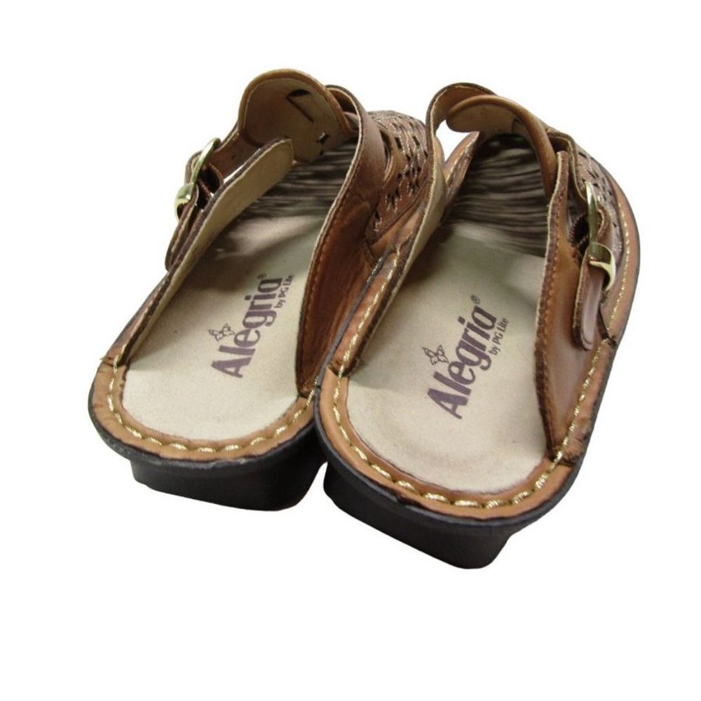 Alegria Star Cutout Tan Dusty Cognac Platform Leather Mules - Picture 4 of 4